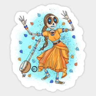 Cute Skeleton lady - Dia De Los Muertos - Dancing Indian Lady Sticker